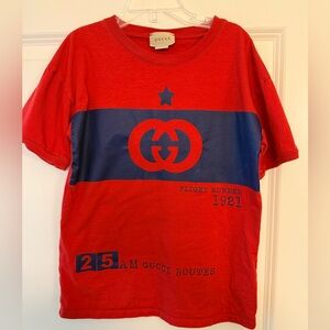 Gucci Kids Red and Navy Logo T-Shirt